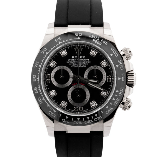 2023 PAPERS Rolex Daytona BLACK DIAMOND 18K Gold Oysterflex 40mm 116519 LN BOX