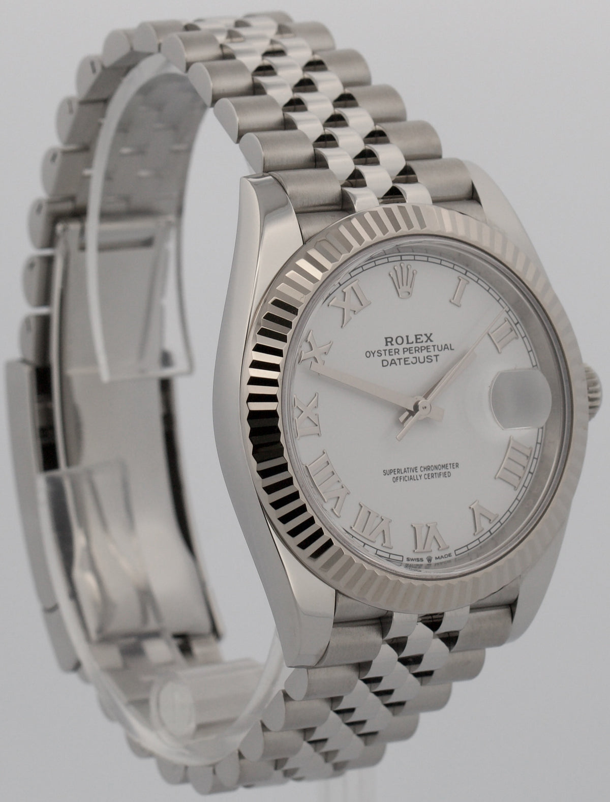 2019 Rolex DateJust 41 126334 White Roman 18K Steel Jubilee 41mm Box Papers