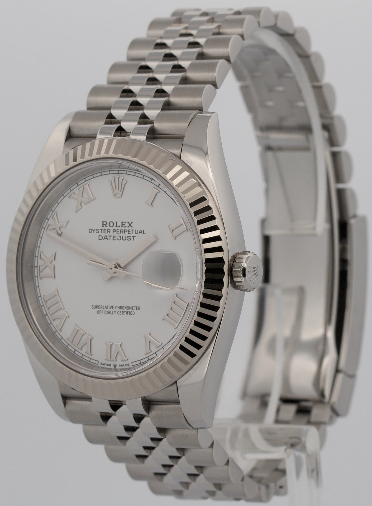 2019 Rolex DateJust 41 126334 White Roman 18K Steel Jubilee 41mm Box Papers