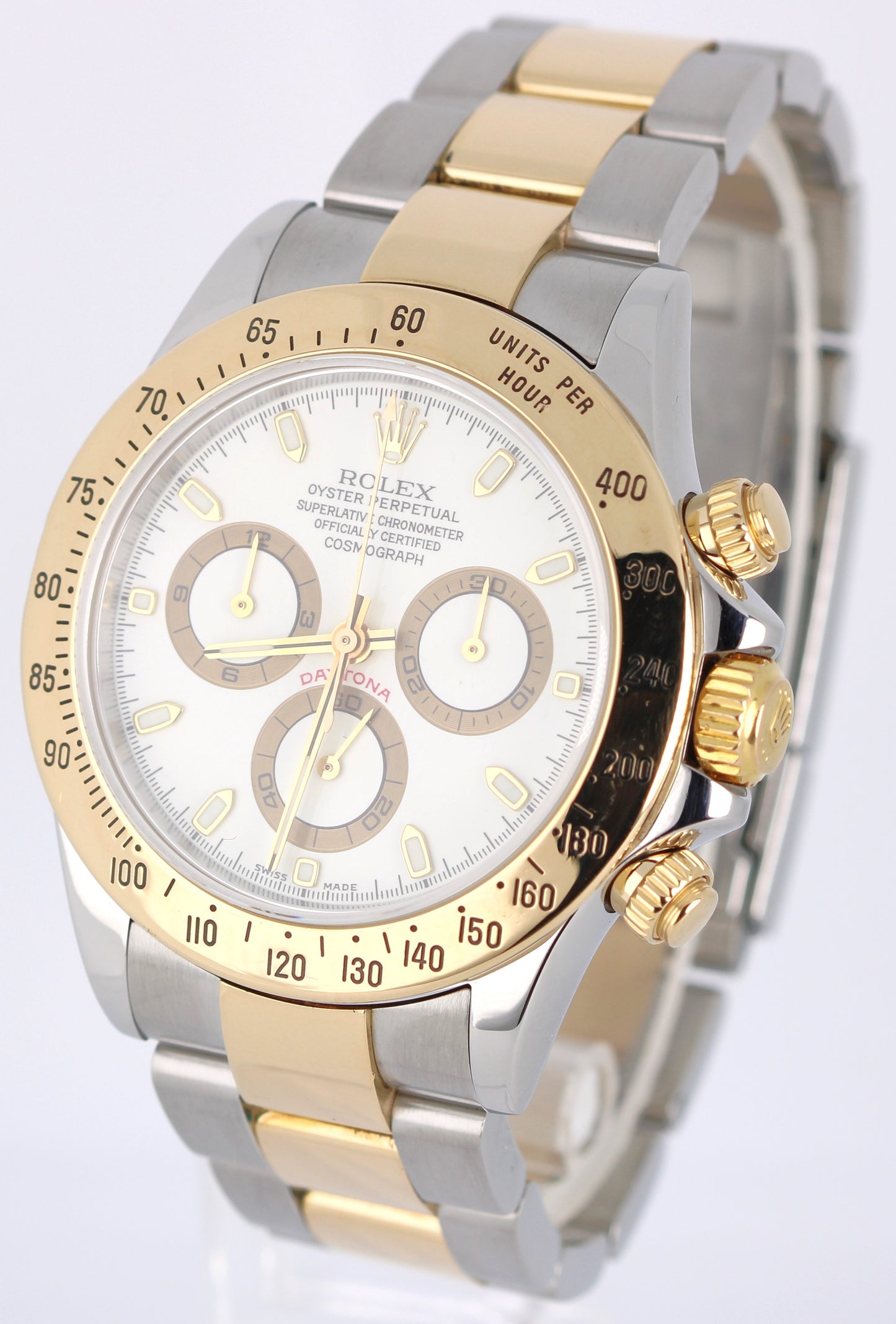 2005 PAPERS Rolex Daytona Cosmograph Two-Tone Gold White 40mm 116523 Watch BOX