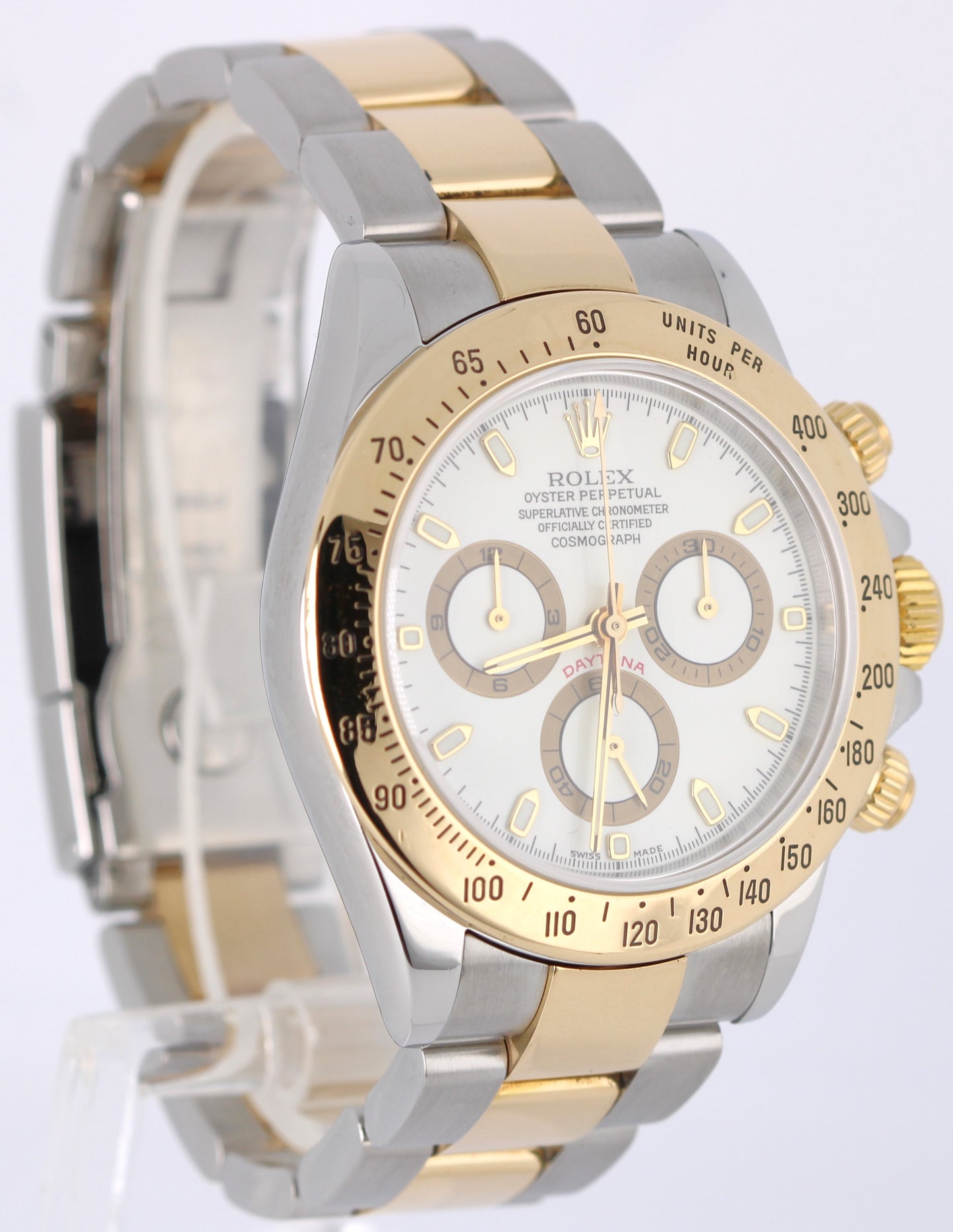 2005 PAPERS Rolex Daytona Cosmograph Two-Tone Gold White 40mm 116523 Watch BOX