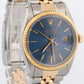 PAPERS Rolex DateJust 36mm BLUE Two-Tone 18K Yellow Gold Steel JUBILEE 16013 BOX