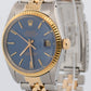 PAPERS Rolex DateJust 36mm BLUE Two-Tone 18K Yellow Gold Steel JUBILEE 16013 BOX