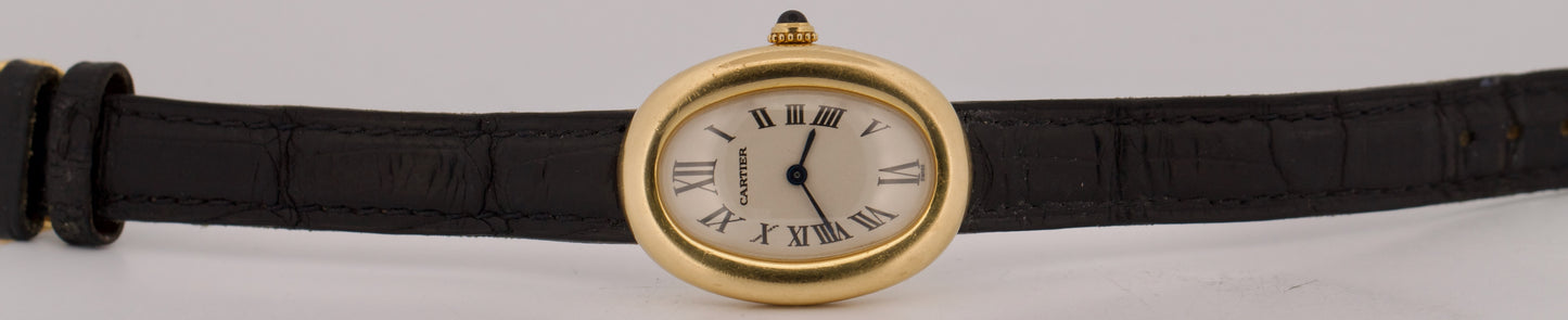 Ladies Cartier Baignoire IVORY ROMAN 18K Yellow Gold Quartz 23mm 1954 W1506056