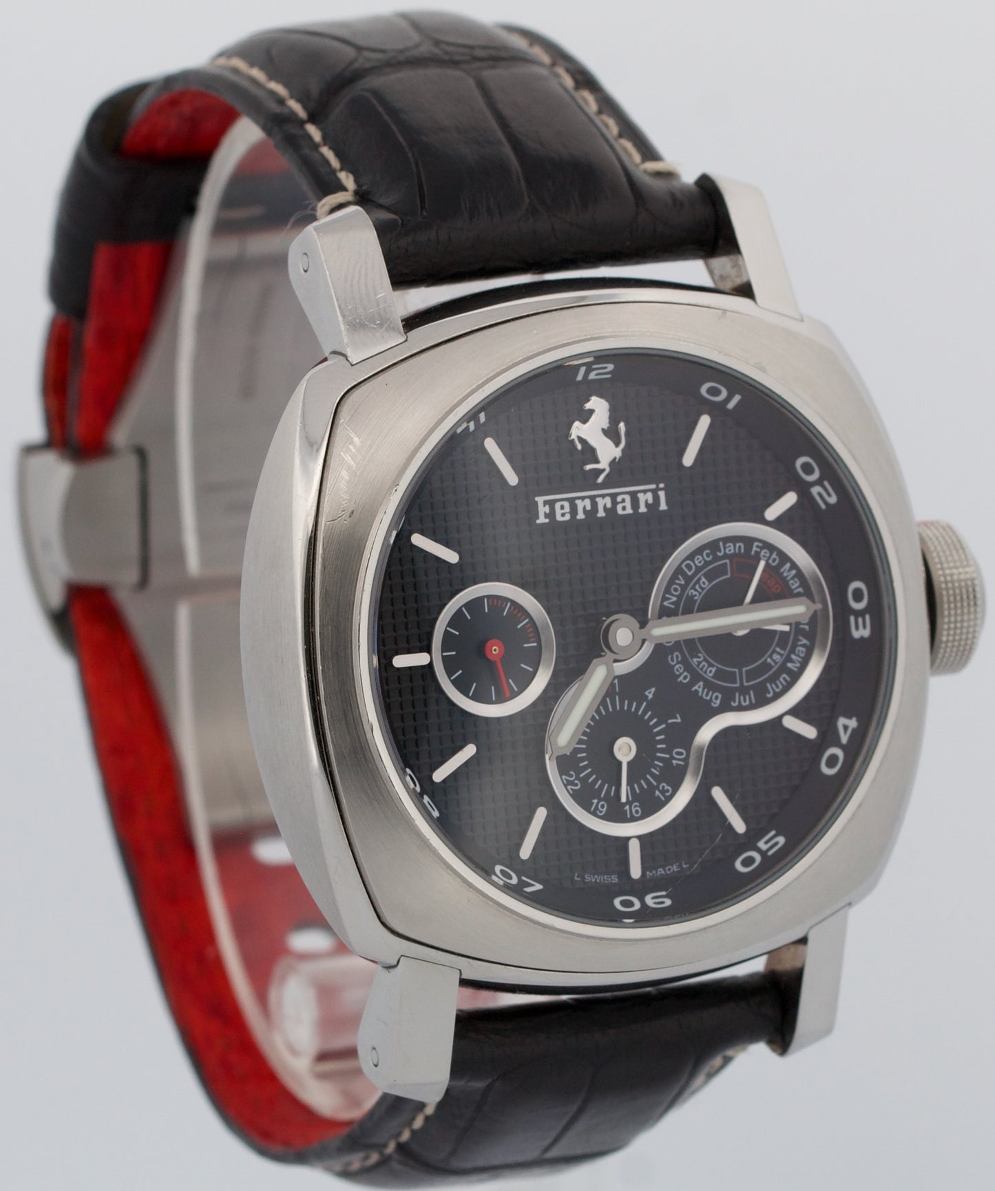 Panerai Ferrari Perpetual Calendar BLACK Red Steel 45mm Leather Watch FER00015