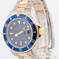 Rolex Submariner BLUE Two-Tone 18K Yellow Gold Steel 40mm 16613 LB Watch