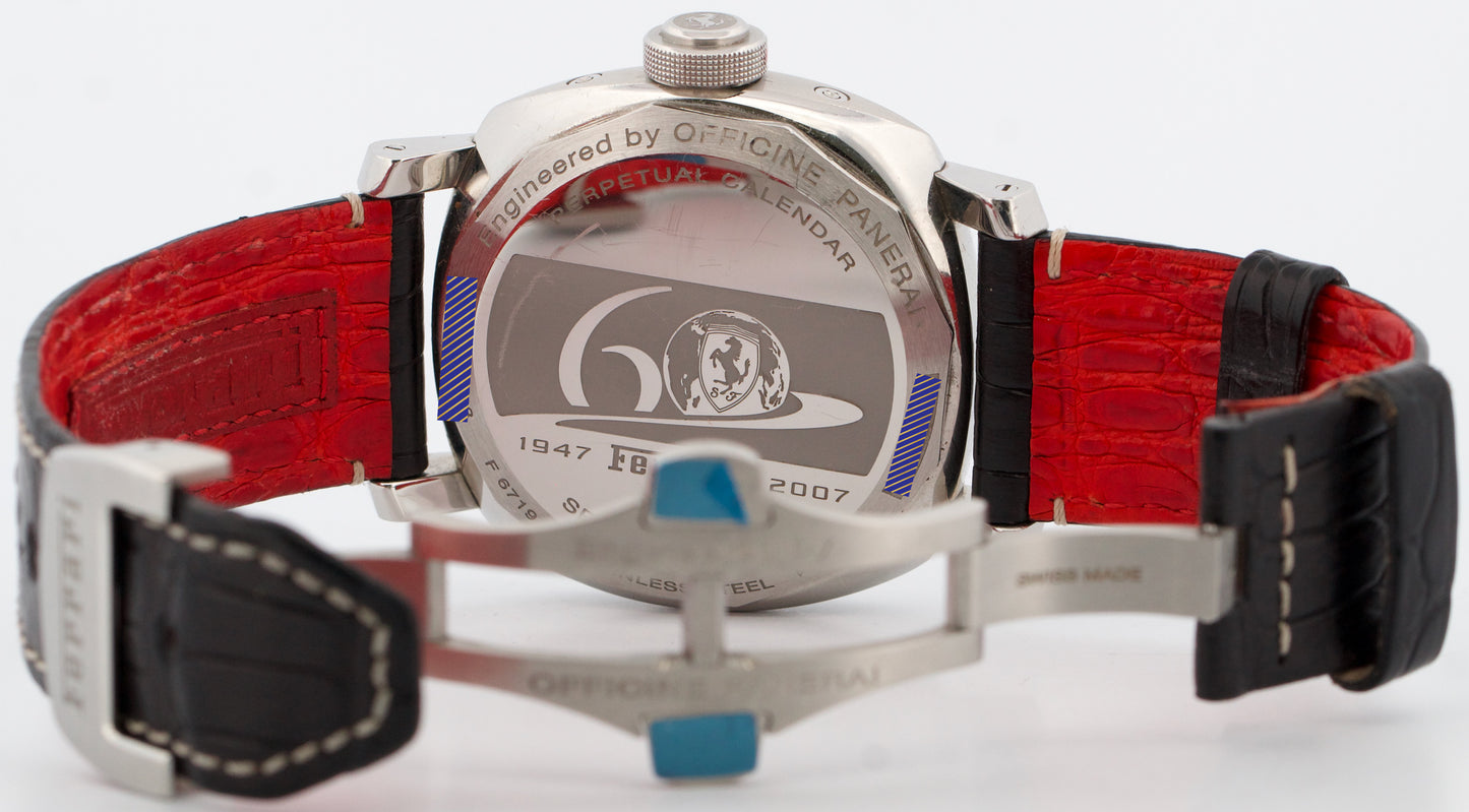 Panerai Ferrari Perpetual Calendar BLACK Red Steel 45mm Leather Watch FER00015