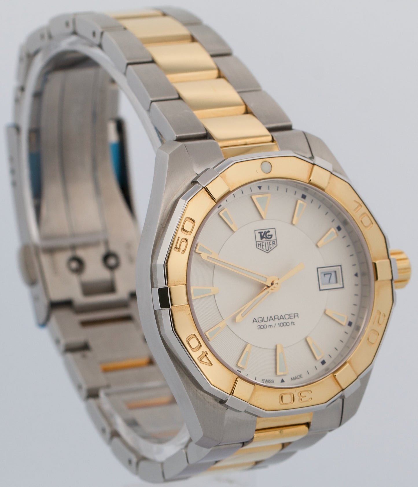 Tag Heuer Aquaracer IVORY Stainless Steel Gold 41mm Quartz WAY1120.BB0930 Watch