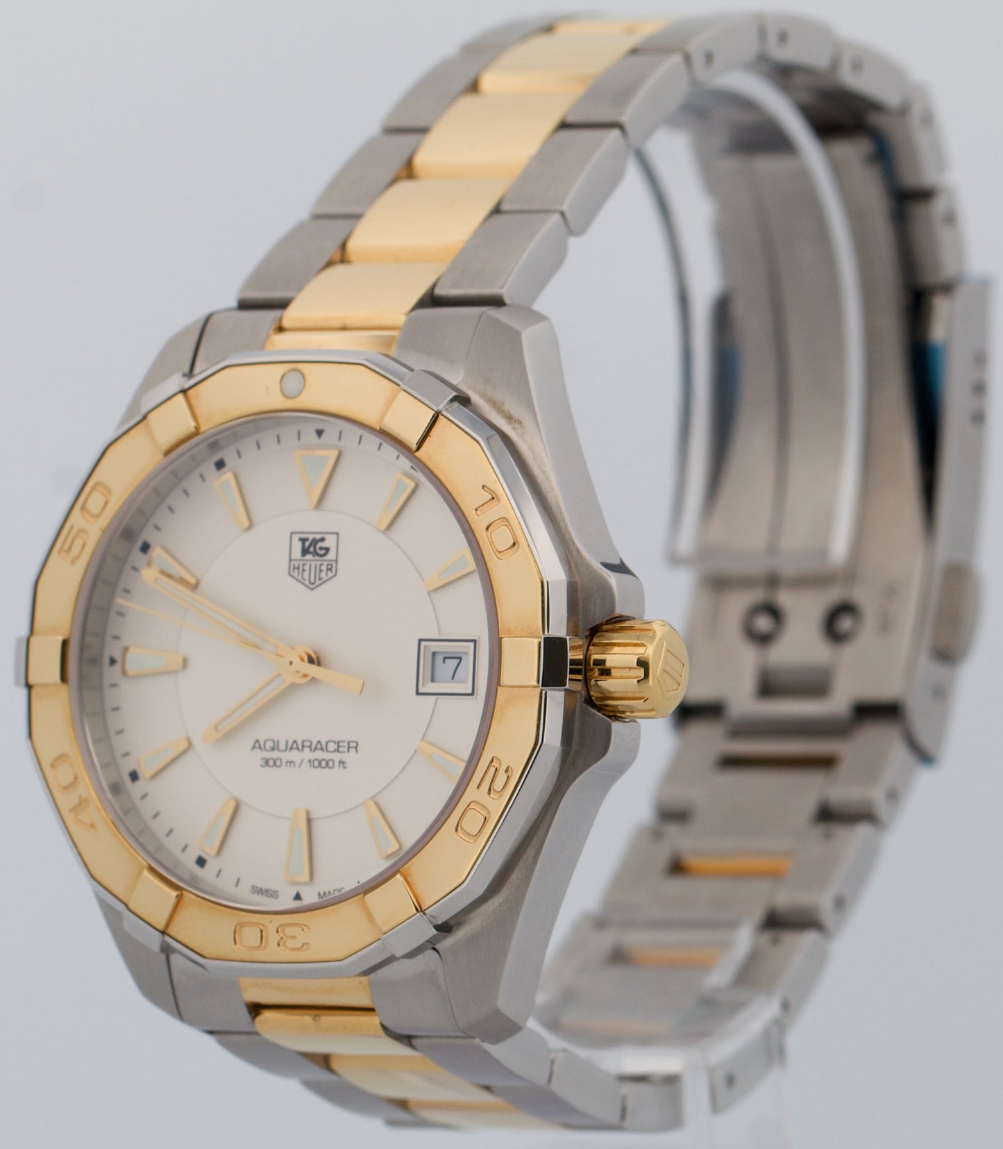 Tag Heuer Aquaracer IVORY Stainless Steel Gold 41mm Quartz WAY1120.BB0930 Watch