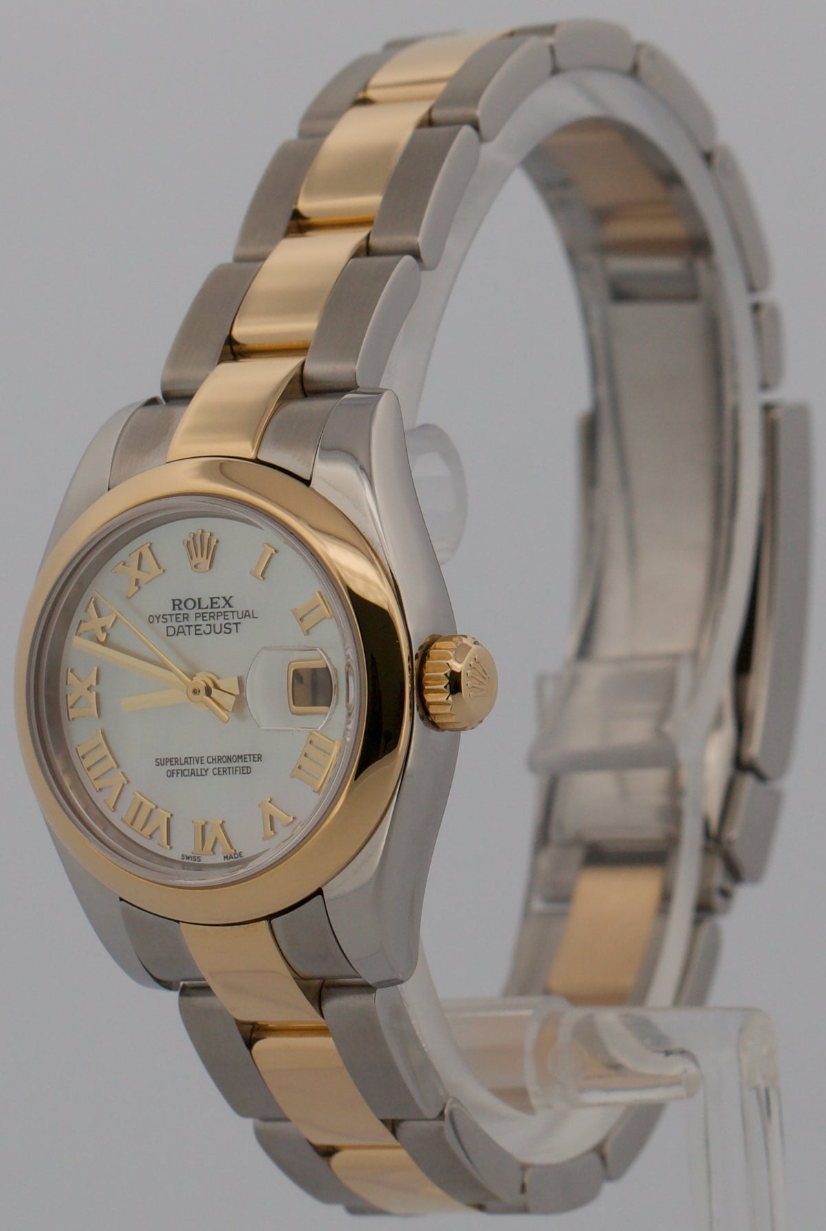 2007 Ladies Rolex DateJust 179163 MOP Roman 26mm 18K Steel Oyster Box Papers