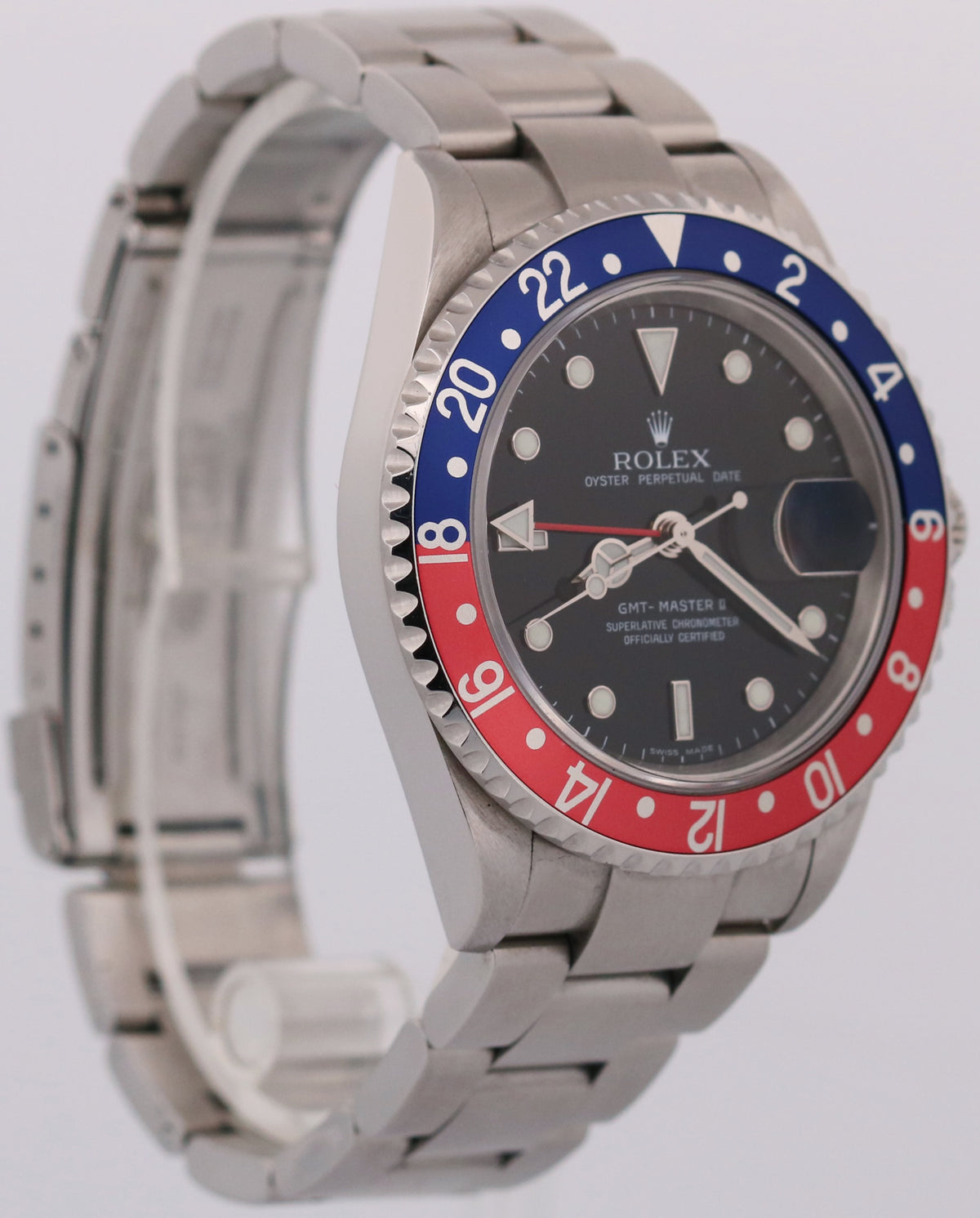 Rolex GMT-Master II 16710 40mm Pepsi Blue Red Rectangle Dial Steel Oyster Watch