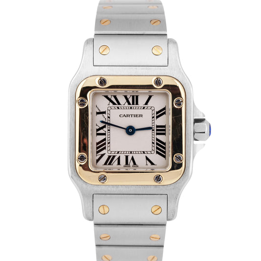 Ladies Cartier Santos Galbee 24mm Quartz Two-Tone 18K Gold Stainless Watch 1567