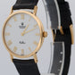 Rolex Cellini WHITE ROMAN 18K Yellow Gold Manual Black Leather 32mm 4112 Watch