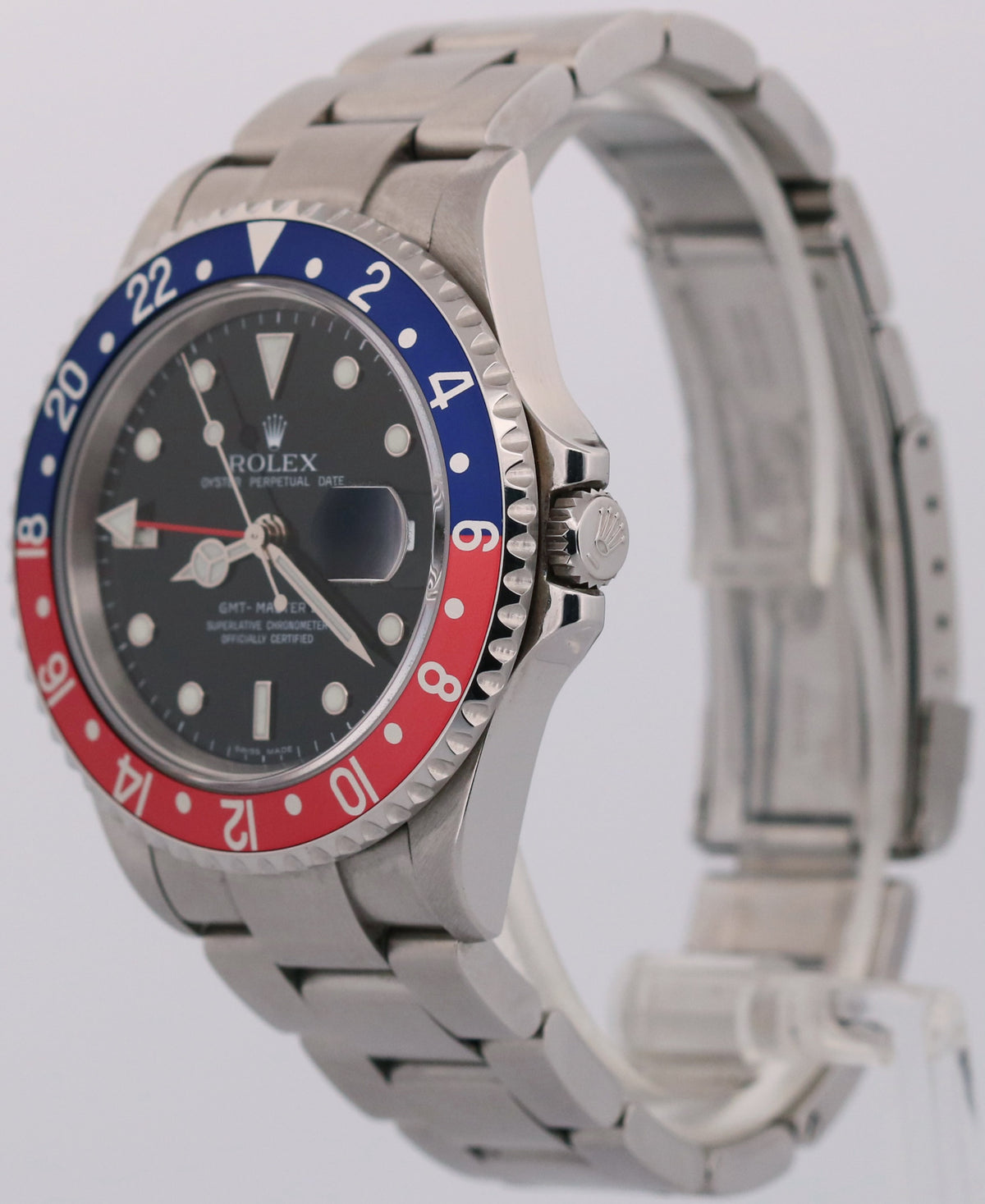 Rolex GMT-Master II 16710 40mm Pepsi Blue Red Rectangle Dial Steel Oyster Watch