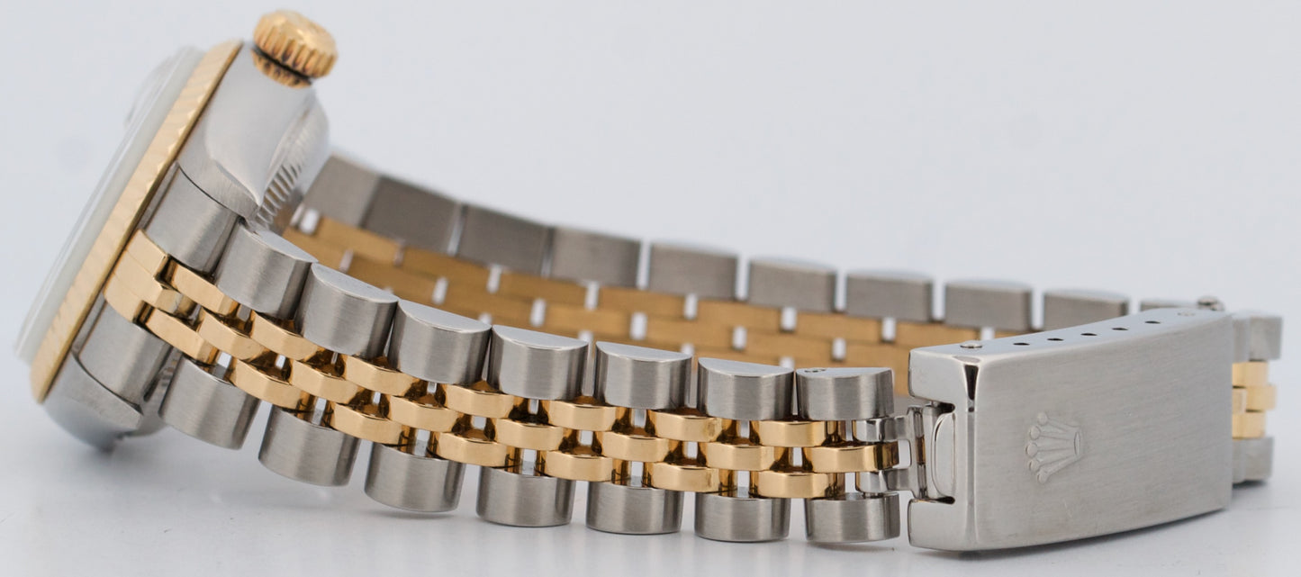 PAPERS Ladies Rolex DateJust BLUE VIGNETTE DIAMOND 18K Jubilee 26mm 79173 BOX