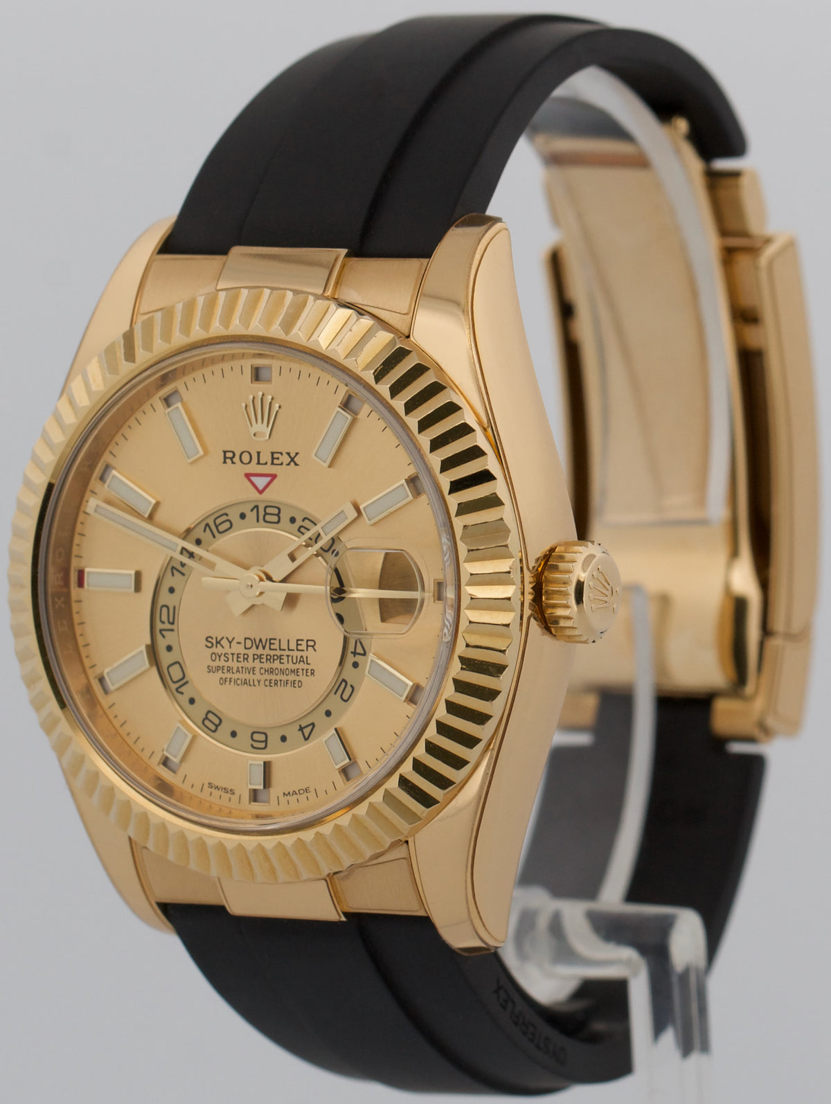 2023 Rolex Sky-Dweller 326238 Champagne 18K Gold Oysterflex 42mm Box Papers