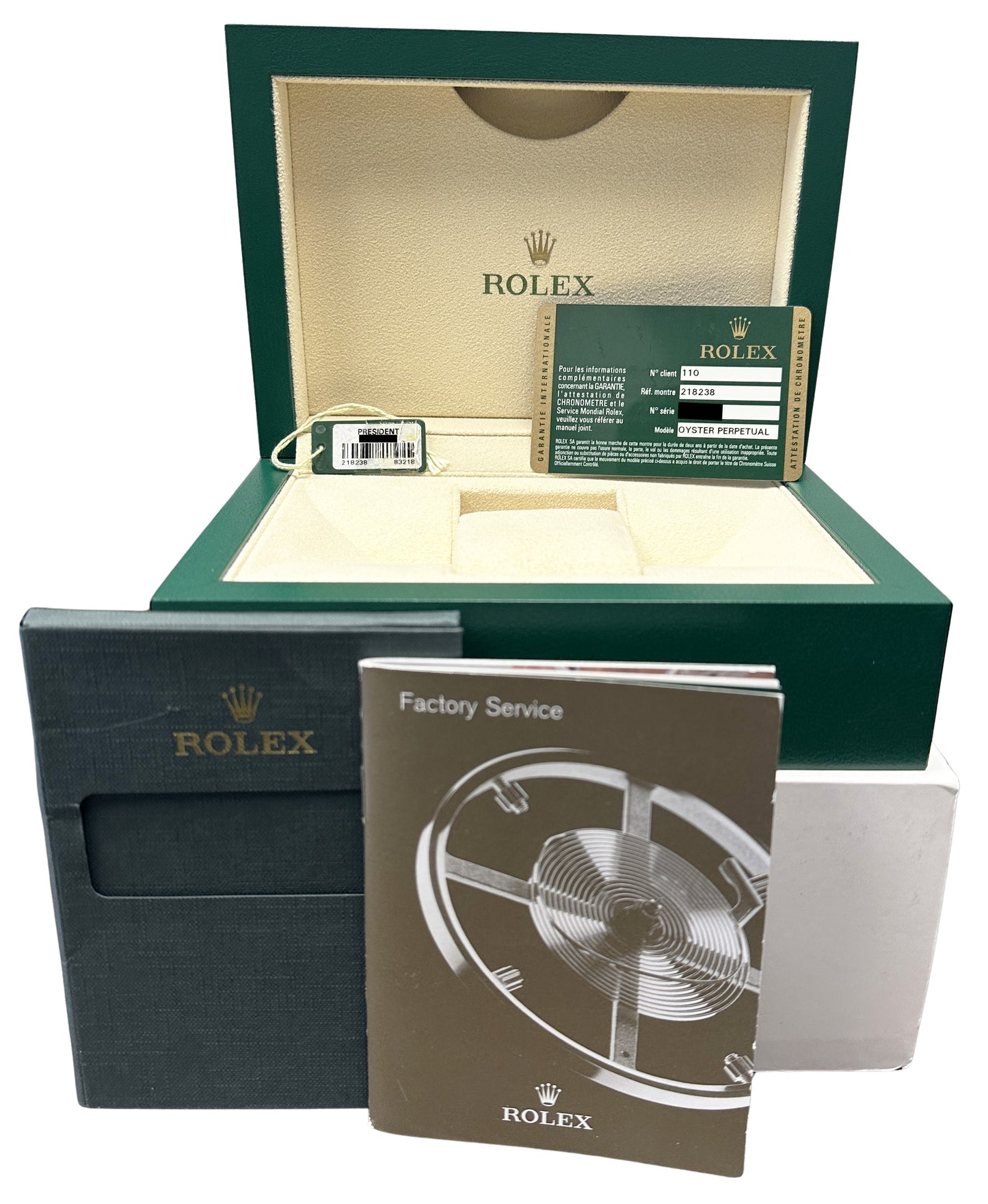 Rolex Day-Date President PAPERS 18k Yellow Gold Black Wave 41mm 218238 Watch BOX