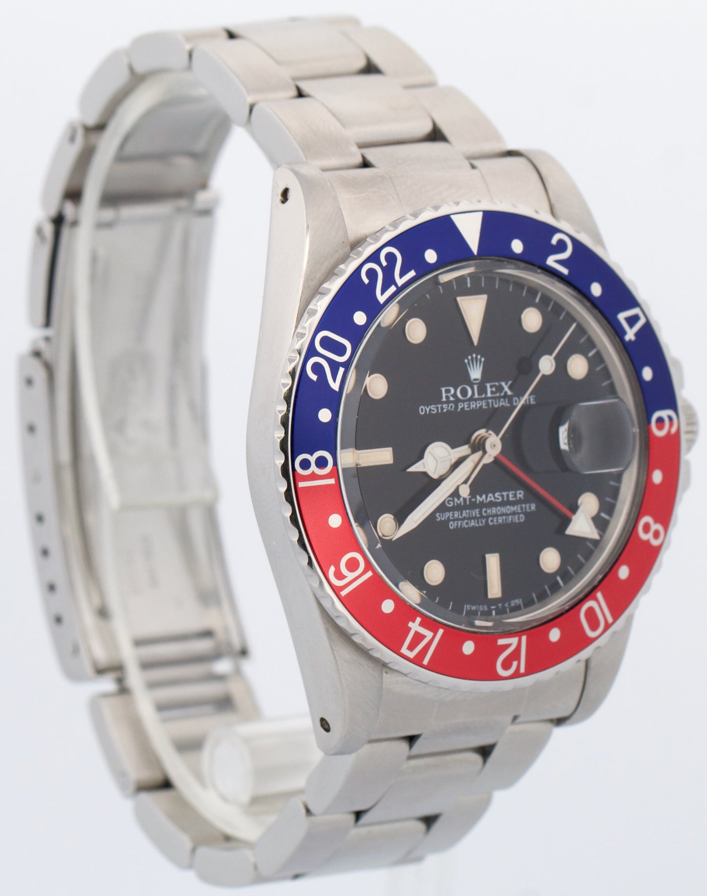 2018 RSC Rolex GMT-Master GLOSSY PATINA PEPSI Red Blue OYSTER 16750 Watch BOX