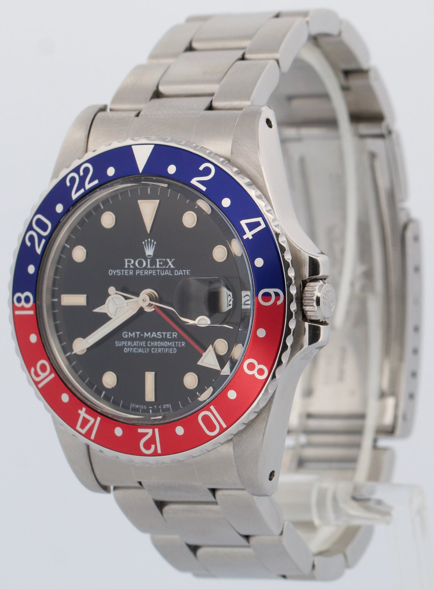 2018 RSC Rolex GMT-Master GLOSSY PATINA PEPSI Red Blue OYSTER 16750 Watch BOX