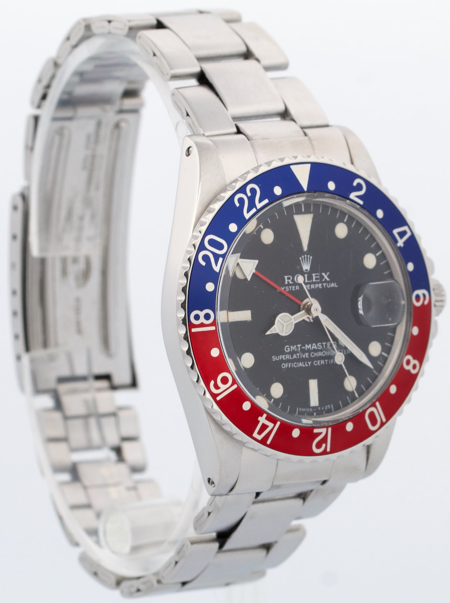 VINTAGE PAPERS Rolex GMT-Master Red Blue PEPSI Black Oyster LONG-E 40mm 1675 BOX