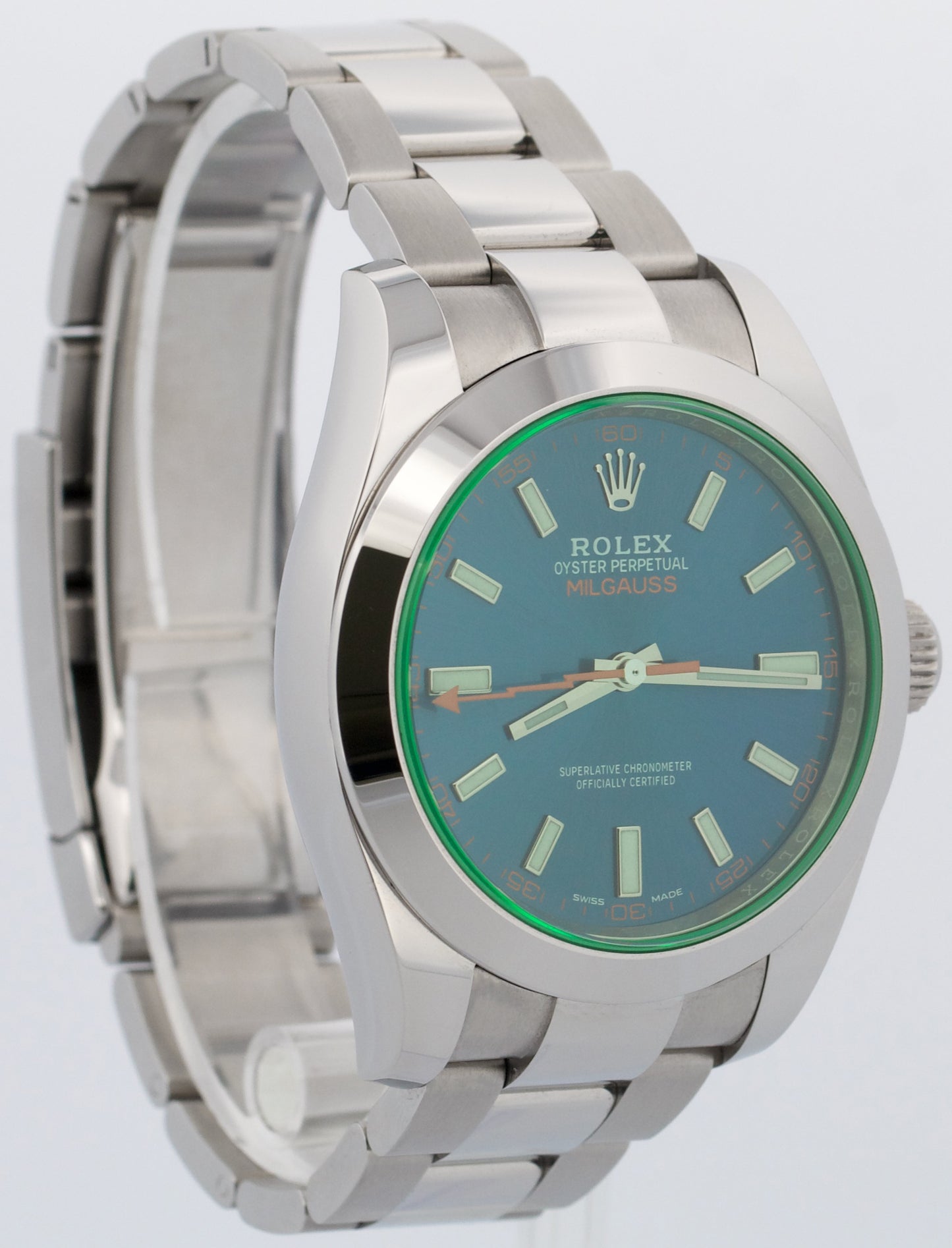 2021 PAPERS Rolex Milgauss BLUE 40mm Steel Z-Blue Green 116400 GV Steel BOX