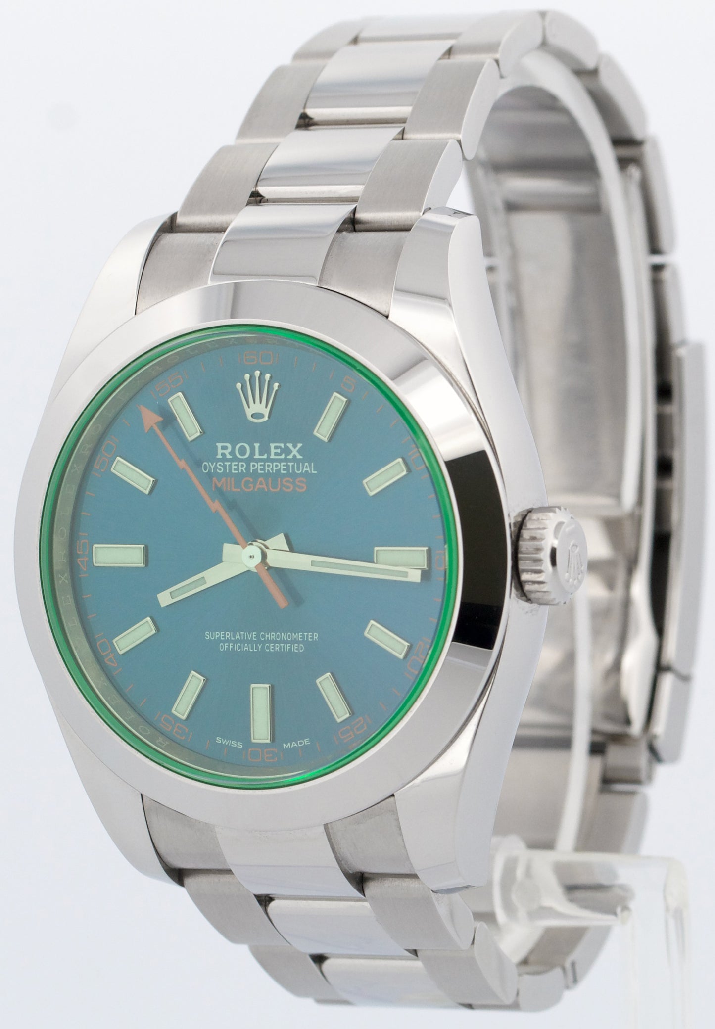 2021 PAPERS Rolex Milgauss BLUE 40mm Steel Z-Blue Green 116400 GV Steel BOX