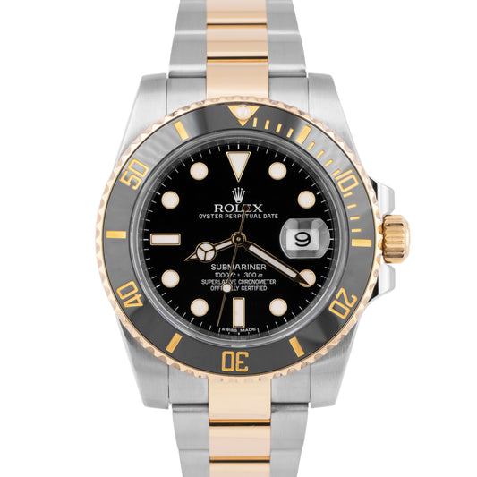 MINT Rolex Submariner Date Ceramic Black 40mm 18K Gold Steel Two-Tone 116613 LN