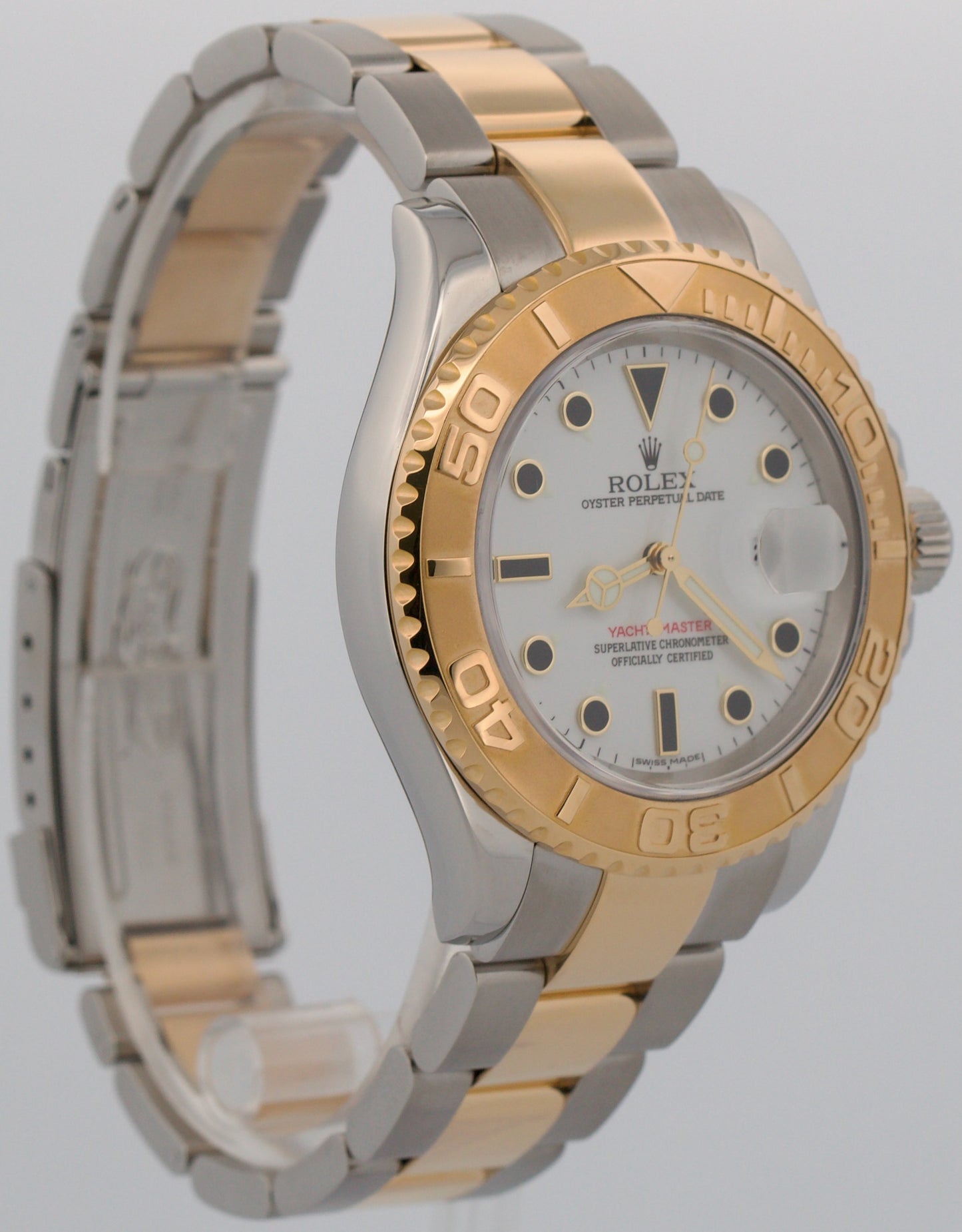 2006 PAPERS Rolex Yacht-Master WHITE Two-Tone 18K Gold 40mm Steel 16623 BOX