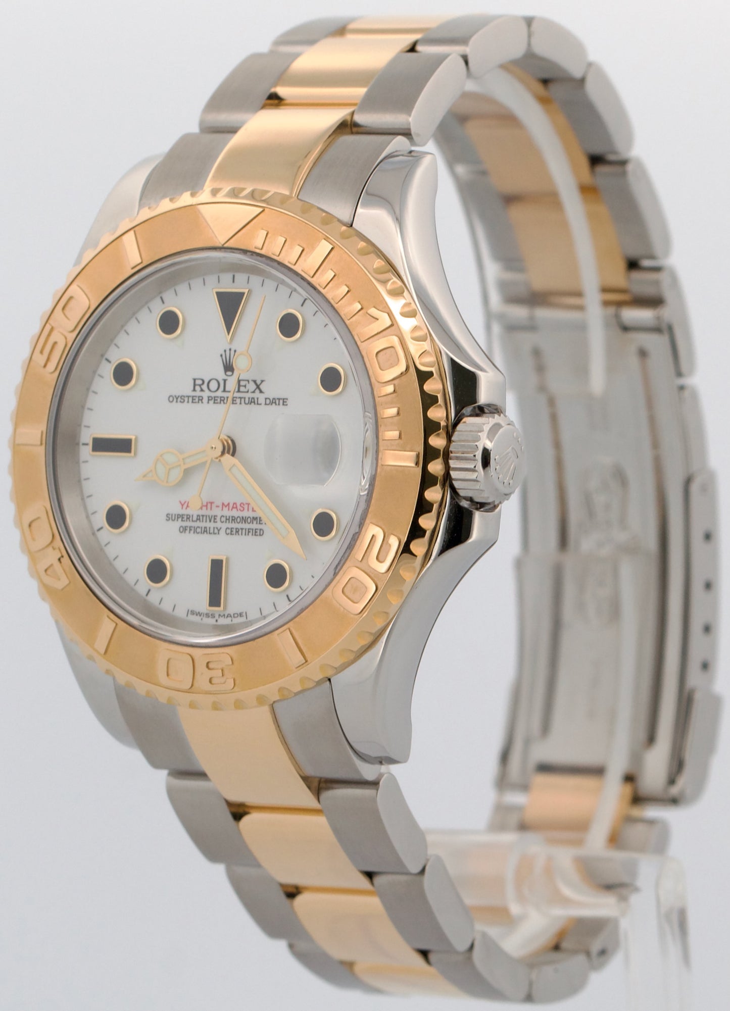 2006 PAPERS Rolex Yacht-Master WHITE Two-Tone 18K Gold 40mm Steel 16623 BOX