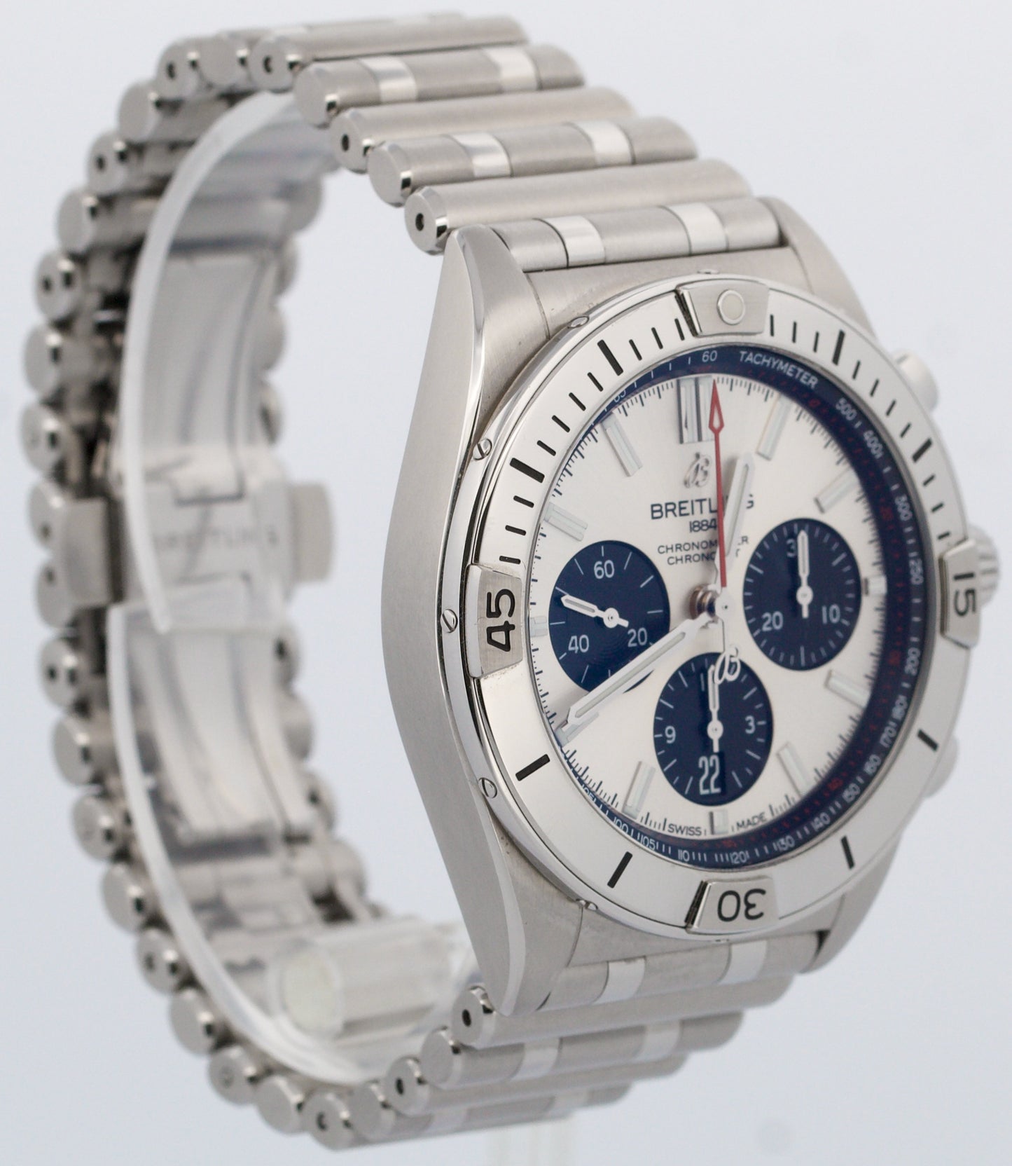 Breitling Chronomat B01 SILVER Stainless Steel Chronograph 42mm AB0134 BOX