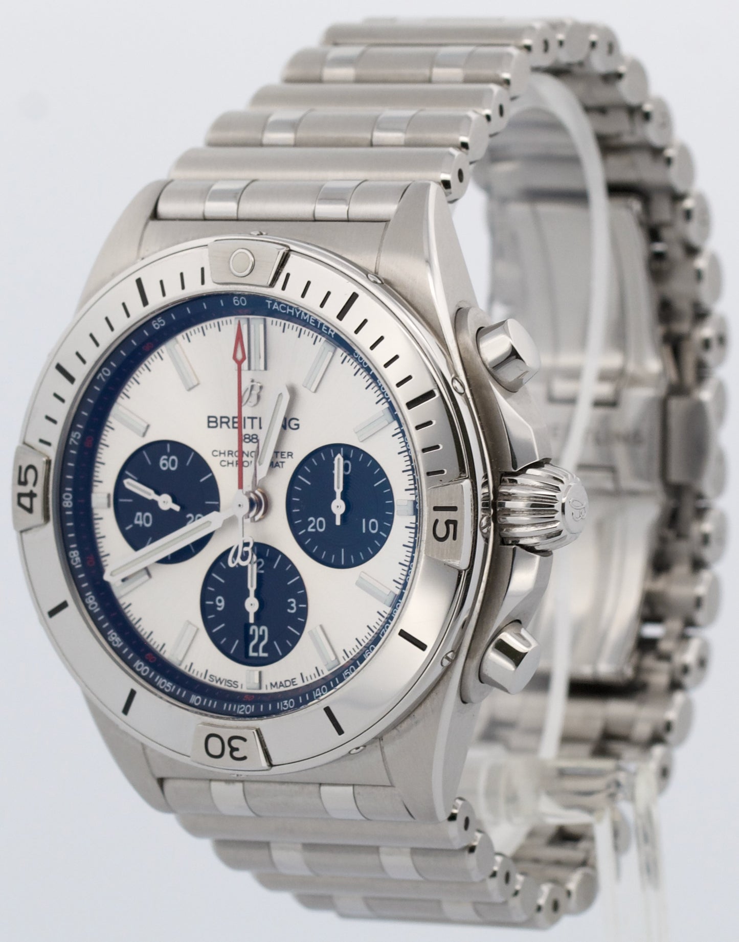 Breitling Chronomat B01 SILVER Stainless Steel Chronograph 42mm AB0134 BOX