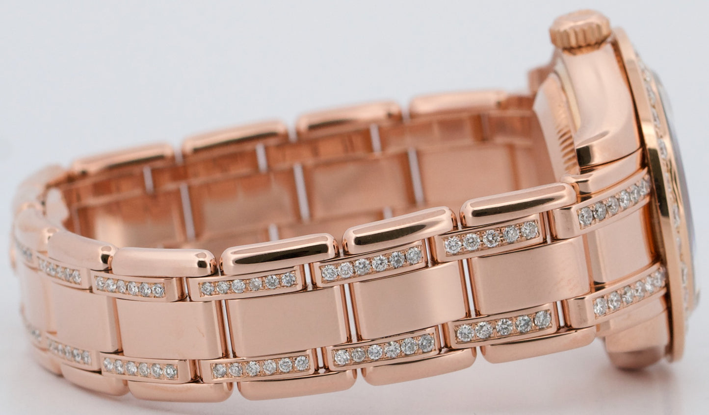 Ladies Rolex DateJust Pearlmaster 18k Rose Gold DIAMOND MOP 29mm 80315 Watch BOX