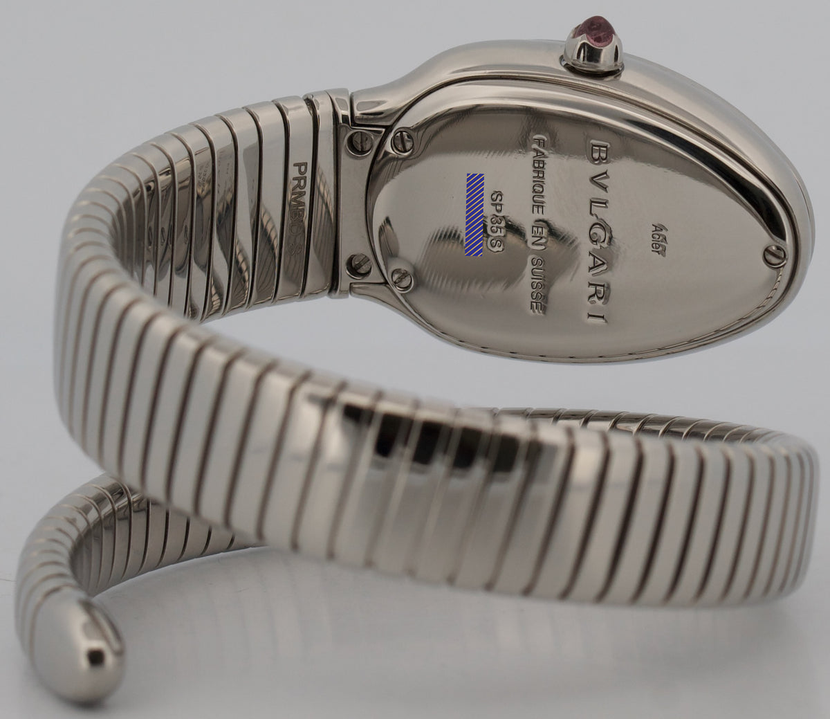 2020 BVLGARI Bulgari Serpenti Tubogas 101817 Silver 35mm Steel Pink Box Papers