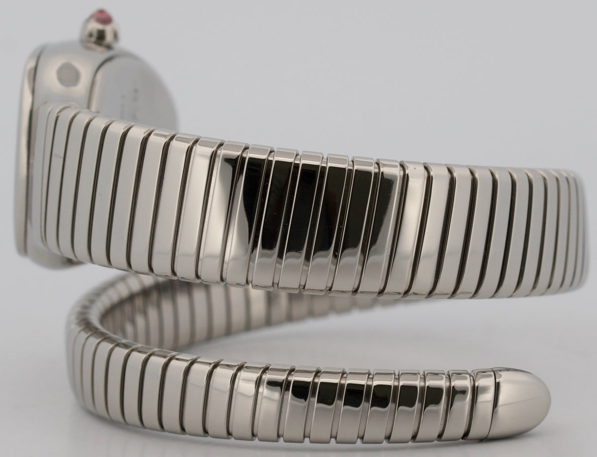 2020 BVLGARI Bulgari Serpenti Tubogas 101817 Silver 35mm Steel Pink Box Papers