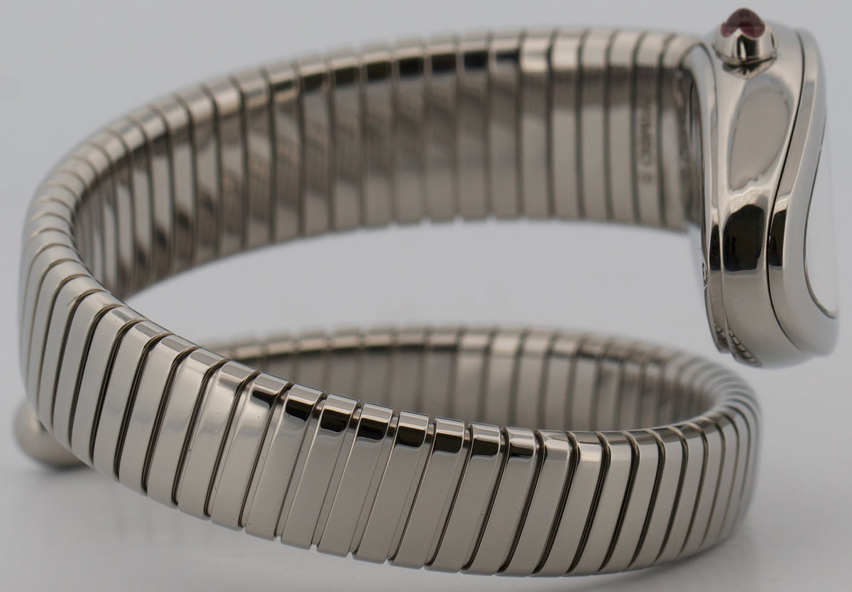 2020 BVLGARI Bulgari Serpenti Tubogas 101817 Silver 35mm Steel Pink Box Papers