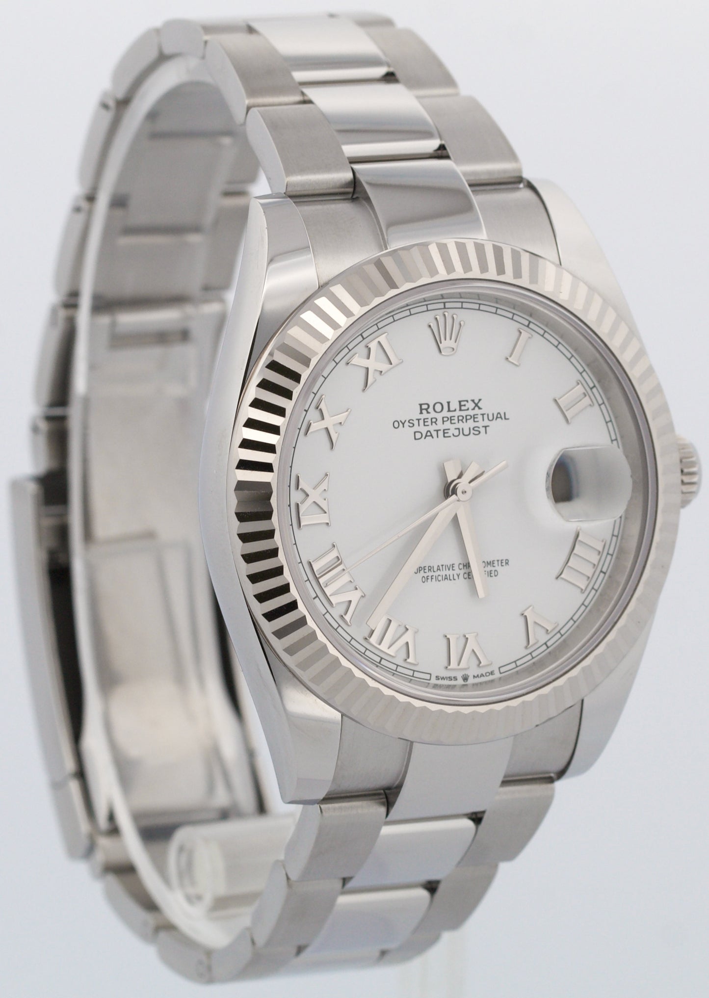 2025 PAPERS Rolex DateJust 41 WHITE ROMAN 18K Gold 41mm OYSTER 126334 Watch BOX