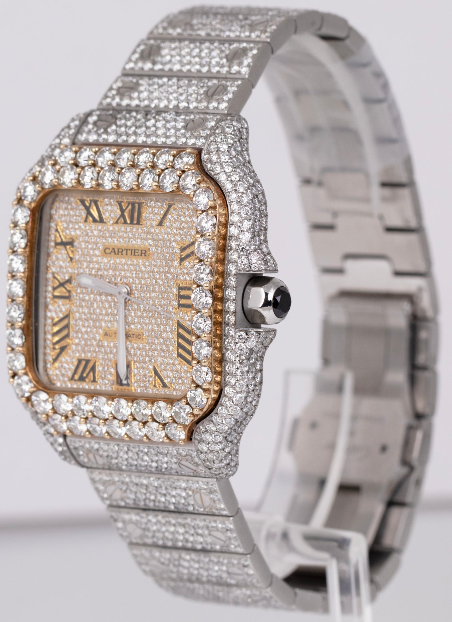 Cartier Santos 39.8mm DIAMOND BUST DOWN Automatic Stainless Steel Watch 4072