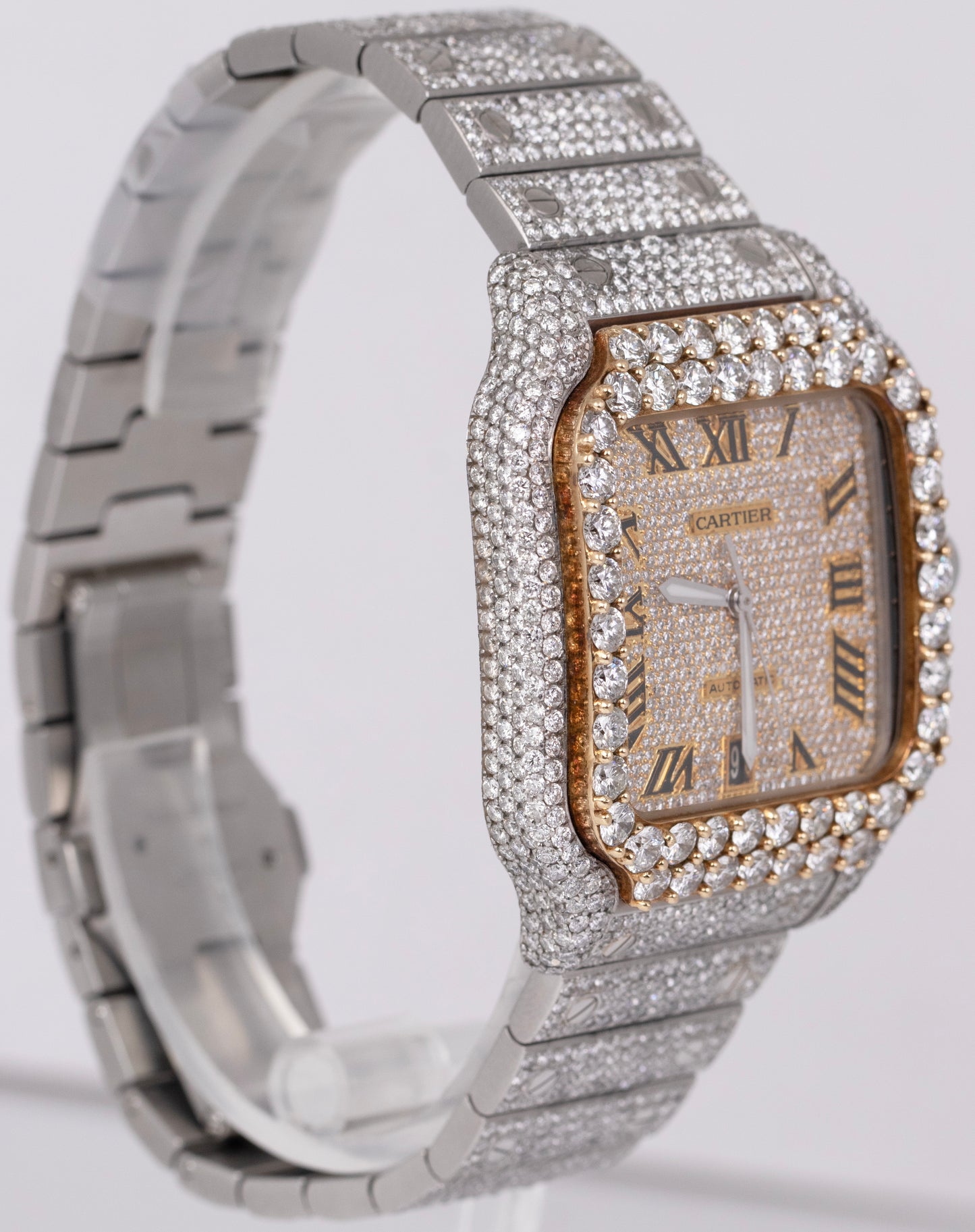 Cartier Santos 39.8mm DIAMOND BUST DOWN Automatic Stainless Steel Watch 4072