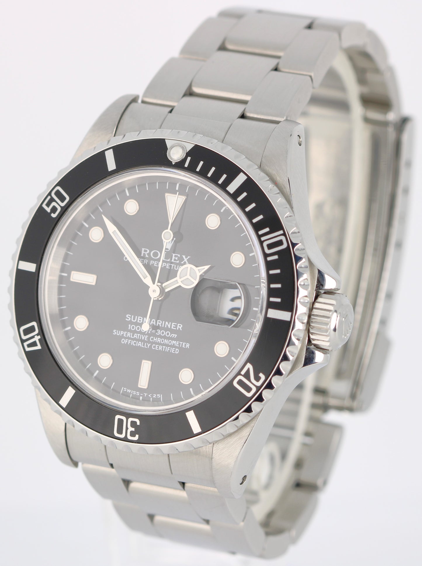 Rolex Submariner Date Stainless Steel Black 40mm 16610 Oyster Watch