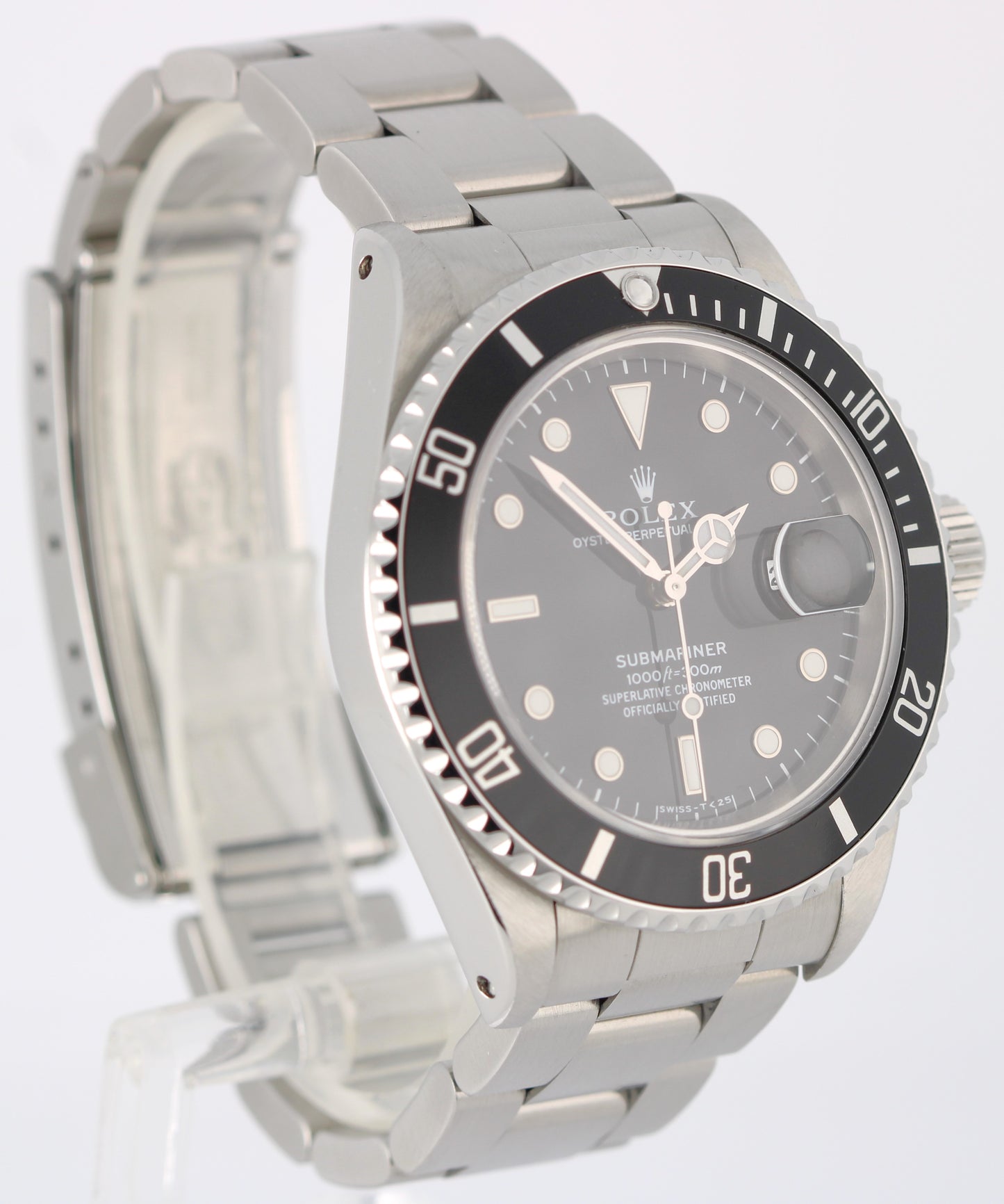 Rolex Submariner Date Stainless Steel Black 40mm 16610 Oyster Watch