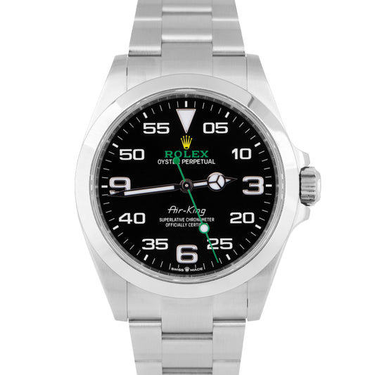 2023 NEW PAPERS Rolex Air-King 40mm Green Black Steel Arabic Watch 126900 B+P