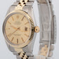 Rolex DateJust CHAMPAGNE Two-Tone 18K Yellow Gold Steel 36mm 16013 Watch