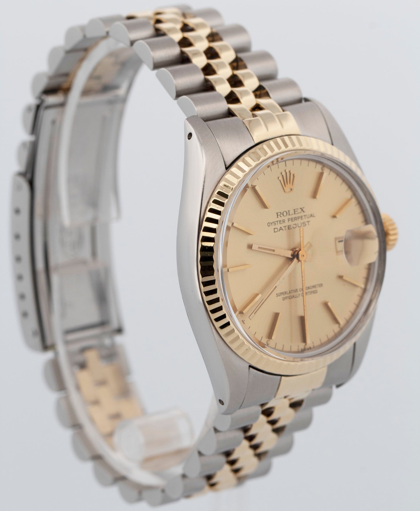 Rolex DateJust CHAMPAGNE Two-Tone 18K Yellow Gold Steel 36mm 16013 Watch