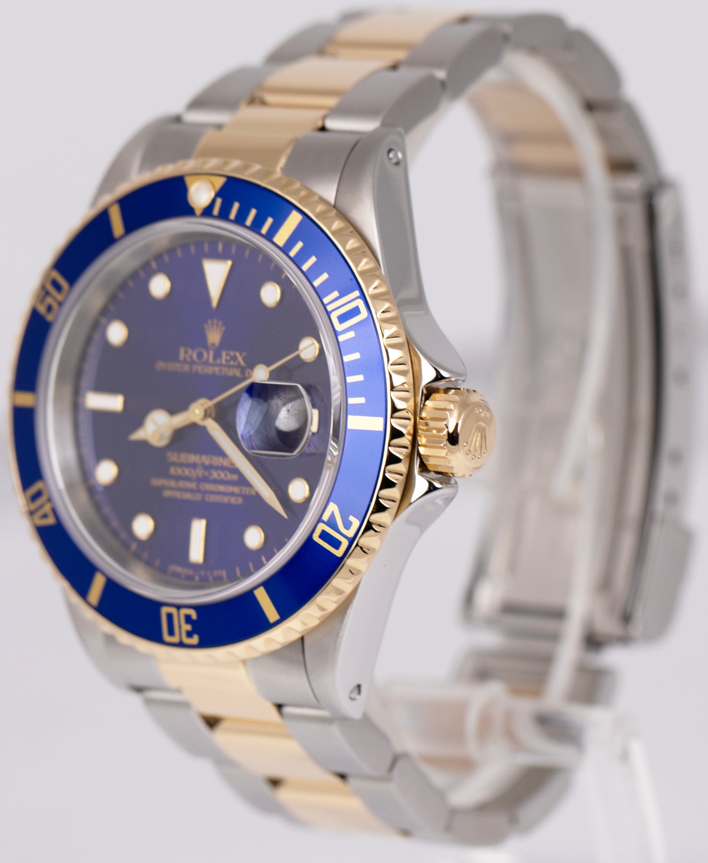 MINT PAPERS RSC Rolex Submariner Date 40mm Stainless 18K GOLD Blue 16613 BOX