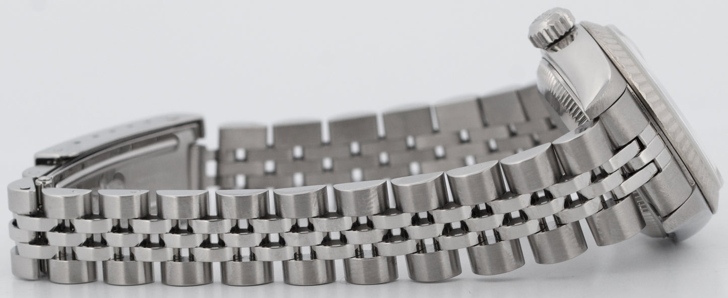 Rolex DateJust SILVER Stainless Steel 18K White Gold JUBILEE Fluted 79174 Watch