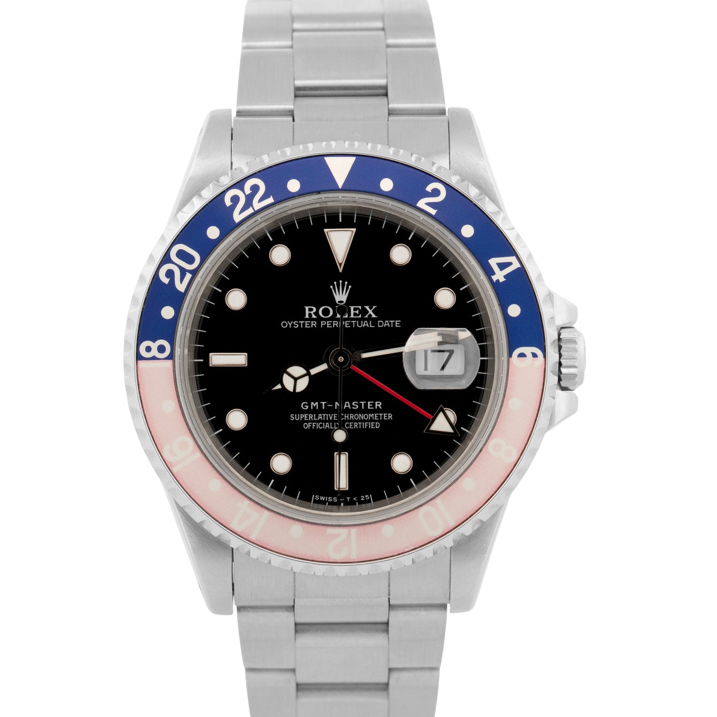 1996 Rolex GMT-Master FADED PEPSI Blue Red Stainless Steel 40mm Watch 16700