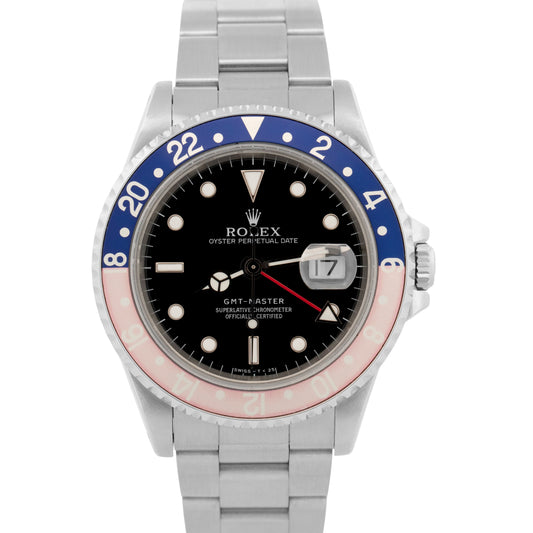 1996 Rolex GMT-Master FADED PEPSI Blue Red Stainless Steel 40mm Watch 16700