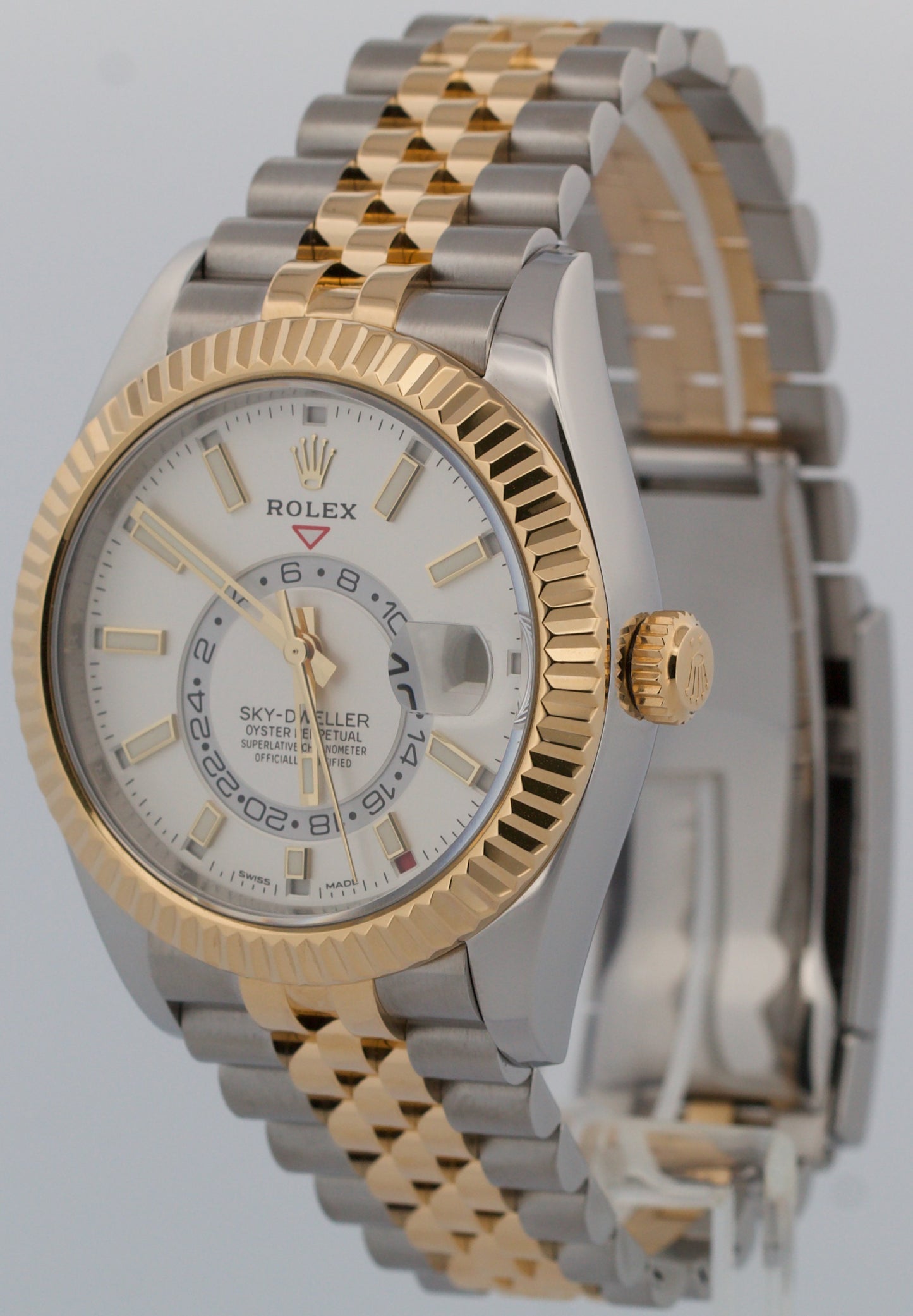 2021 PAPERS Rolex Sky-Dweller WHITE 18K Gold Stainless JUBILEE 42mm 326933 BOX