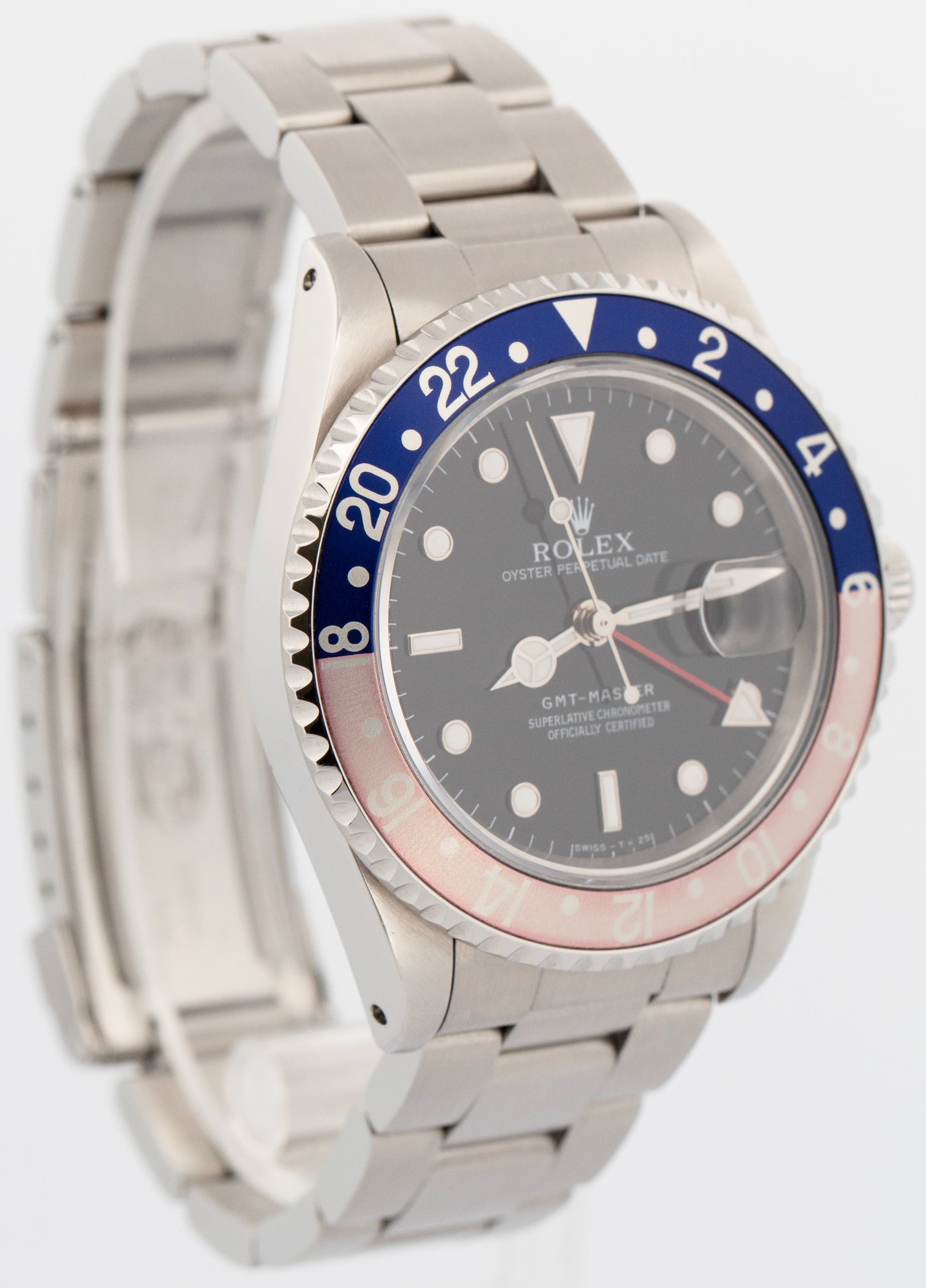 1996 Rolex GMT-Master FADED PEPSI Blue Red Stainless Steel 40mm Watch 16700