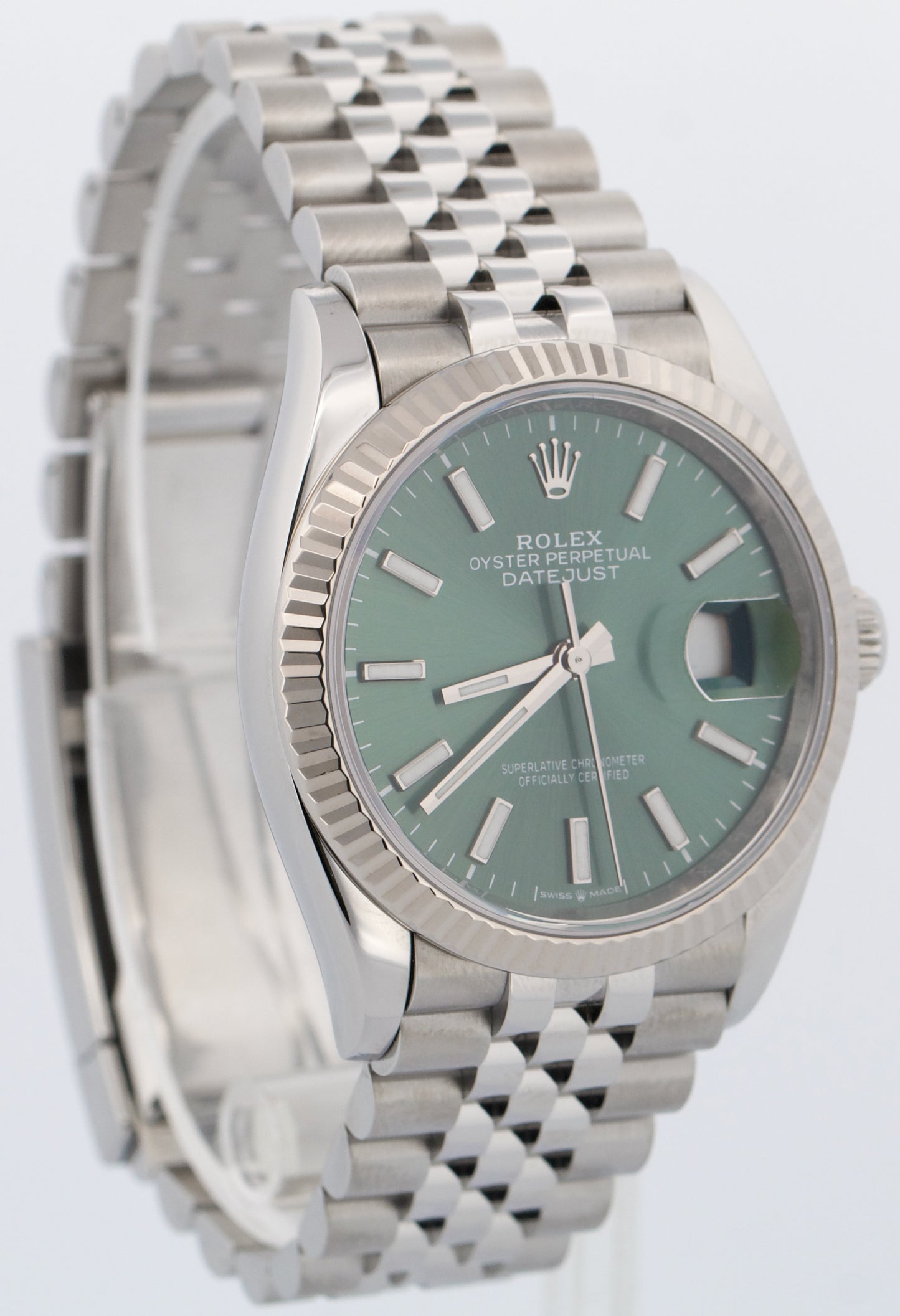 MINT 2024 PAPERS Rolex DateJust 36 MINT GREEN Steel JUBILEE Watch 126234 BOX